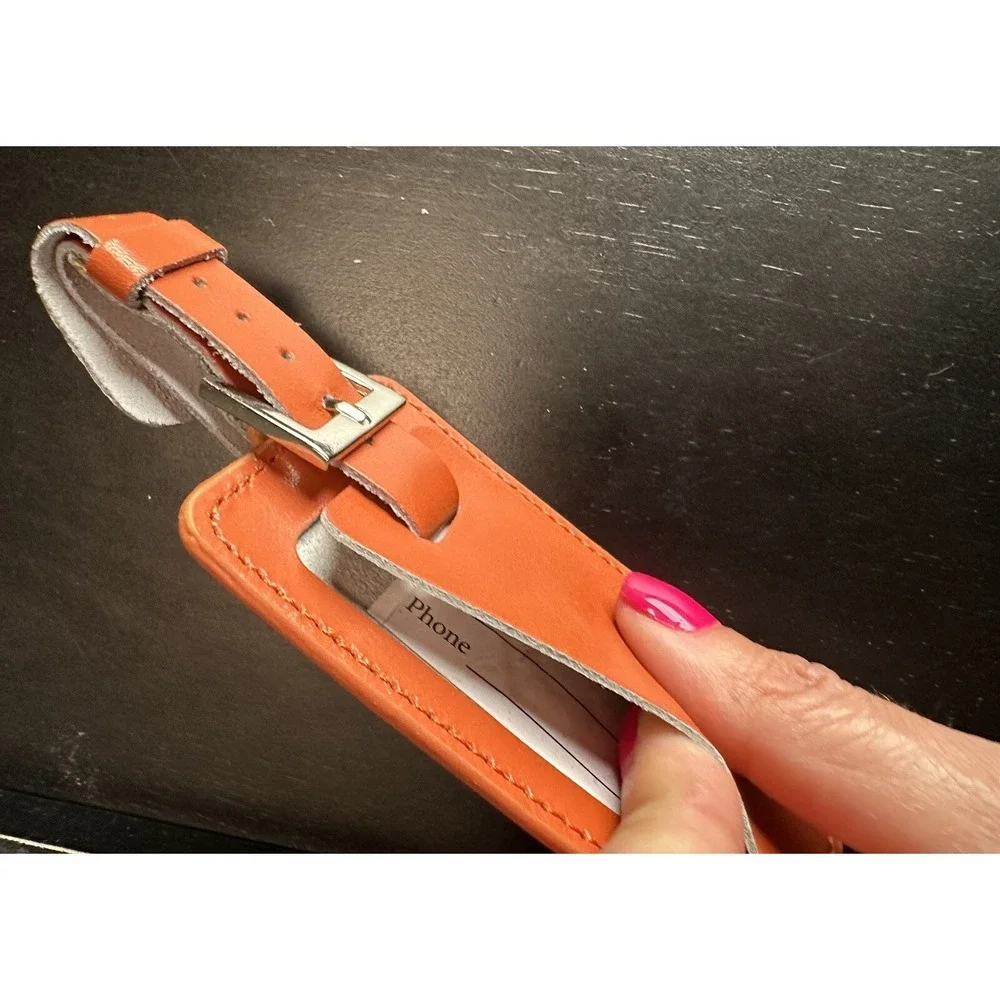 Rare Warner Brothers studios WB‎ promotional crew leather luggage tag Orange